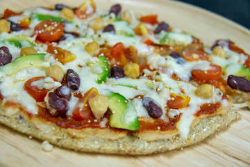  Italian pizza, vegetables, ingredients background. .