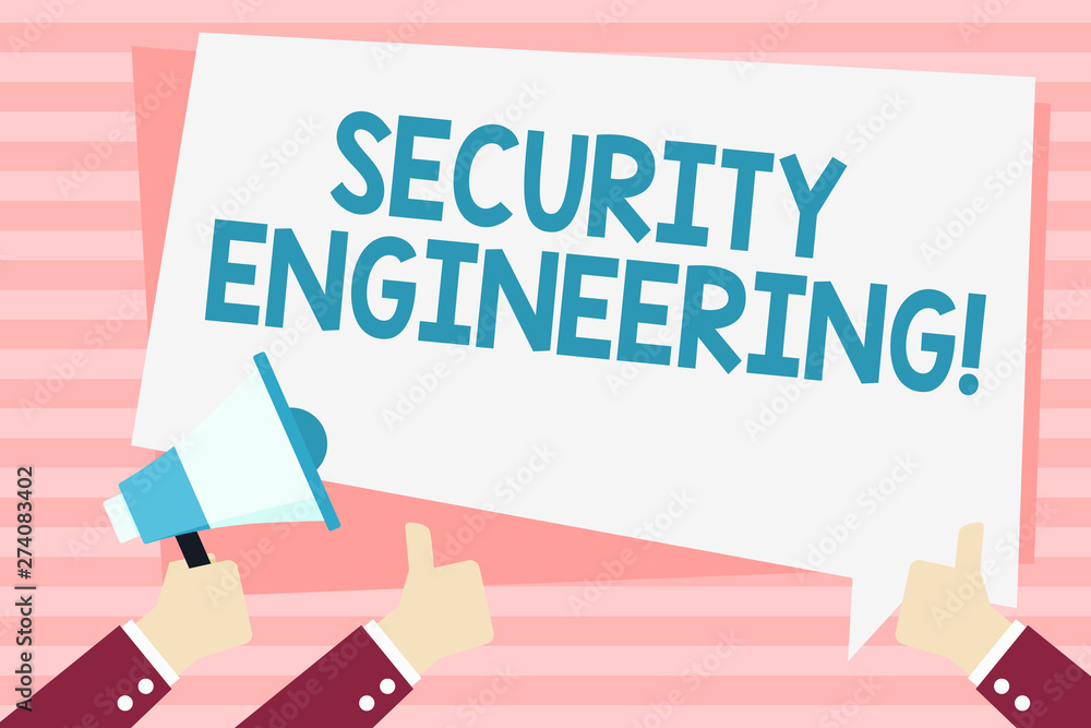 Poster handwriting text security engineering. conceptual photo focus on the security aspects in the design 