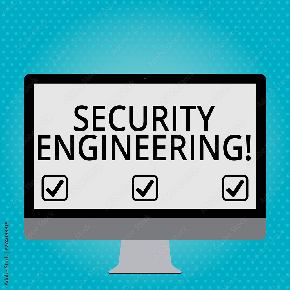 Poster handwriting text security engineering. conceptual photo focus on the security aspects in the design 