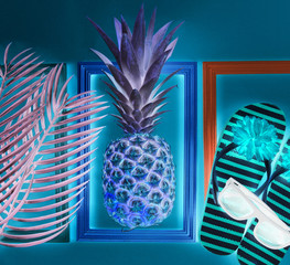 Summer background with pineapple