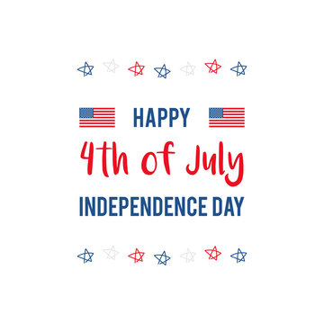 4th of july, american independence day vector illustration, card with usa flags and star borders.