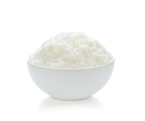 rice in bowl isolated on white background