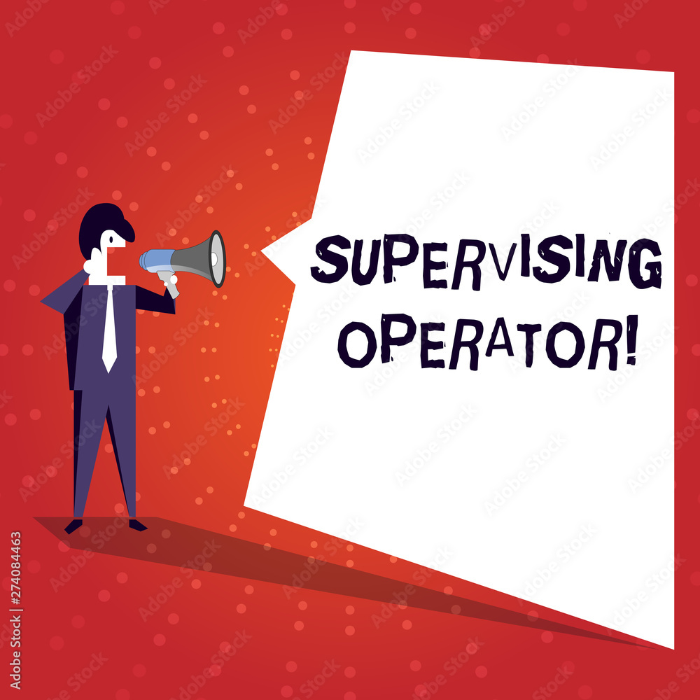 Poster writing note showing supervising operator. business concept for monitoring and coordinating the plan