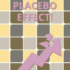 Word writing text Placebo Effect. Business photo showcasing a beneficial effect produced by a placebo drug or treatment Colorful Arrow Pointing Upward with Detached Part Like Jigsaw Puzzle Piece