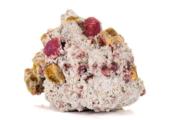 macro mineral tourmaline stone on white background