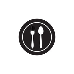Plate, fork and spoon icons - stock
