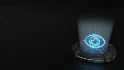 3d hologram symbol of eye icon render