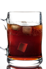 Coke and ice in a glass