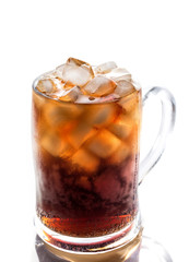 Coke and ice in a glass