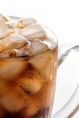 Coke and ice in a glass