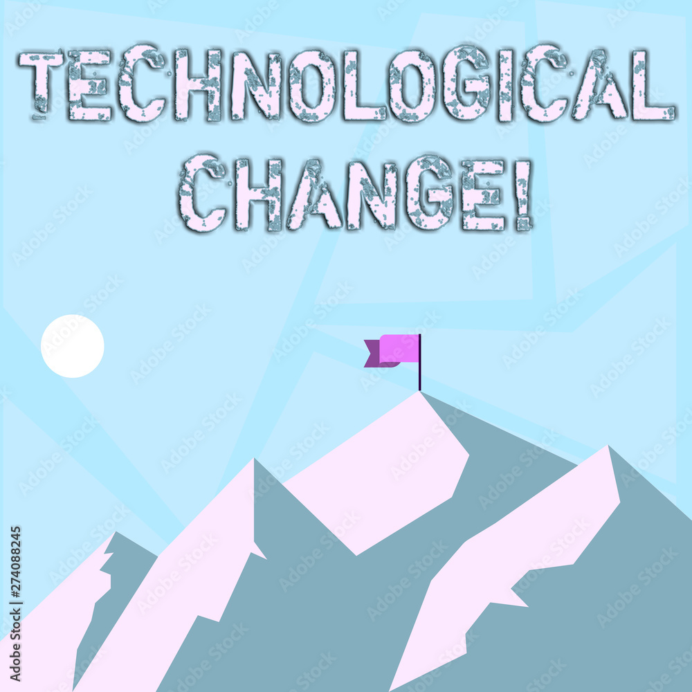 Poster word writing text technological change. business photo showcasing increase in the efficiency of a pr