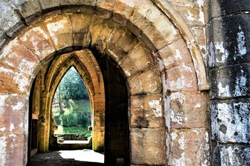 Blue sky thinking at Fountain's Abbey, North Yorkshire, England