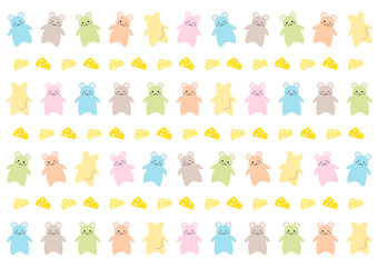 ネズミとチーズ イラスト 素材背景 ピンク色 Wall Mural Osame