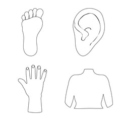 Vector illustration of body and part logo. Set of body and anatomy vector icon for stock.