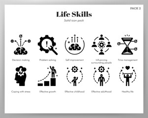 Life skills icons Solid pack