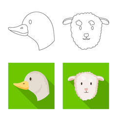 Isolated object of agriculture and breeding logo. Set of agriculture and organic vector icon for stock.