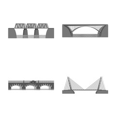 Vector design of design and construct sign. Set of design and bridge stock vector illustration.