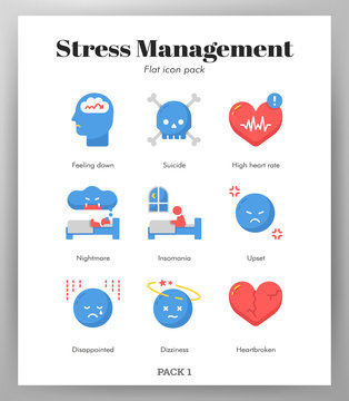 Stress Management Icons Flat Pack