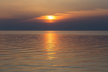 Fototapeta na wymiar beautiful summer sunset on lake