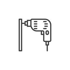 Perforator drilling wall line icon. linear style sign for mobile concept and web design. Electric drill and wall outline vector icon. Construction tool symbol, logo illustration. Vector graphics