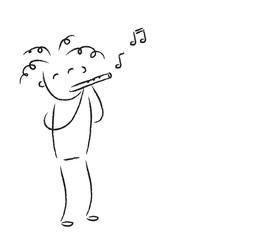 The man plays the flute. Sketch. Illustration. 