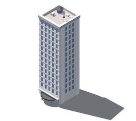 Isometric 3d skyscrapers. Buildings for office or hotel. Vector illustration isolated on white background.