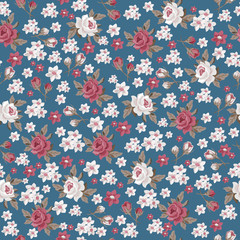 Fototapeta na wymiar Seamless vintage floral pattern for gift wrap and fabric design