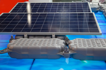 Floating solar cell panels for installation in solar farm renewable energy industry