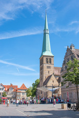 market Church (Marktkirche) St. Nicolai church (St. Nicolai Kirche) and Wedding House (Hochzeitshaus) Hameln Lower Saxony (Niedersachsen)