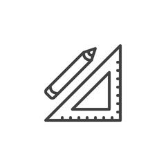 Ruler and pencil line icon. linear style sign for mobile concept and web design. Architect tool outline vector icon. Symbol, logo illustration. Vector graphics