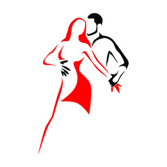 Salsa dance school logo. Couple dancing latin music - obrazy, fototapety, plakaty