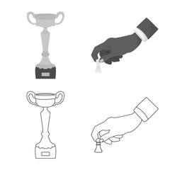 Vector illustration of checkmate and thin logo. Collection of checkmate and target stock vector illustration.