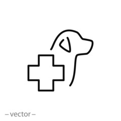 veterinary clinic icon, veterinary medicine line symbol on white background - editable stroke vector illustration eps10