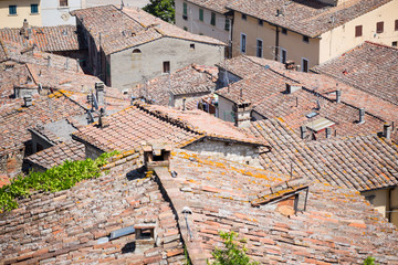 View to the town of Colle di Val d`Elsa, Italy