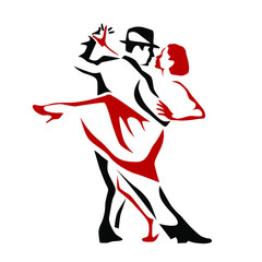 Tango dancing couple man and woman vector illustration, logo, icon for dansing school, party