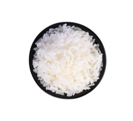 Rice in a bowl on white background