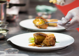 Chef preparing food in the kitchen, chef cooking