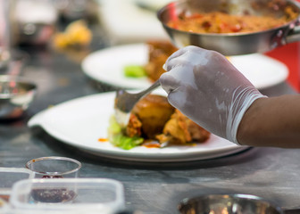 Chef preparing food in the kitchen, chef cooking