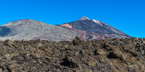 The edge of the lava flow in a volcanic Caldera