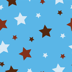 Obraz premium seamless pattern with stars and blue background - brown stars vector illustration