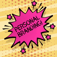 Conceptual hand writing showing Personal Branding. Concept meaning practice of showing marketing themselves and their careers Spiky Fight and Screaming Angry Speech Bubble with Outline