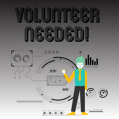 Handwriting text writing Volunteer Needed. Conceptual photo need work for organization without being paid Man Standing Holding Pen Pointing to Chart Diagram with SEO Process Icons