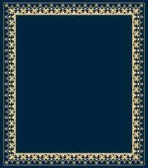 Obraz premium Decorative frame Elegant vector element for design in Eastern style, place for text. Floral golden border. Lace illustration for invitations and greeting cards.