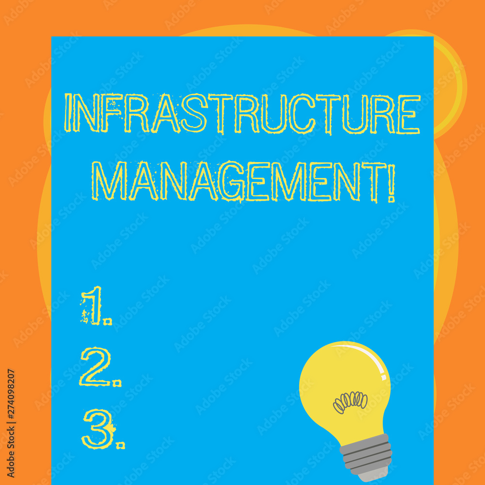 Poster writing note showing infrastructure analysisagement. business concept for basic physical and organiz