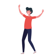 young man dancing in white background