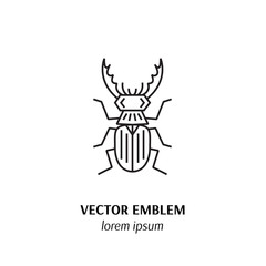 Beetle deer line icon isolated on white background