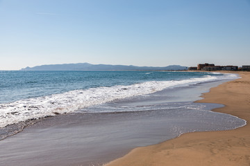Beach view side on sunny day