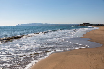 Beach view side on sunny day