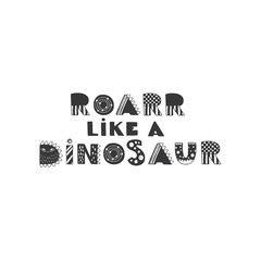 Dinosaur design lettering hand drawn vintage illustration