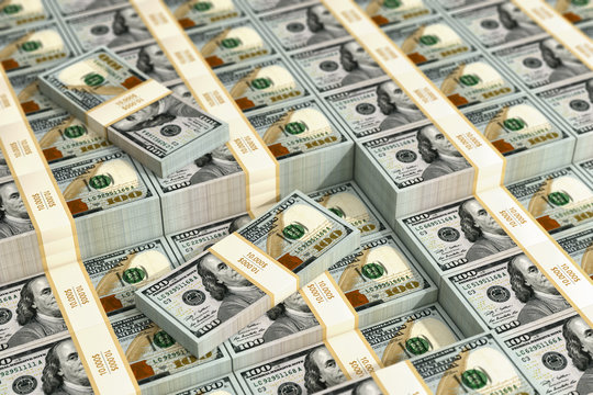 100 Dollar bills - 3D Rendering